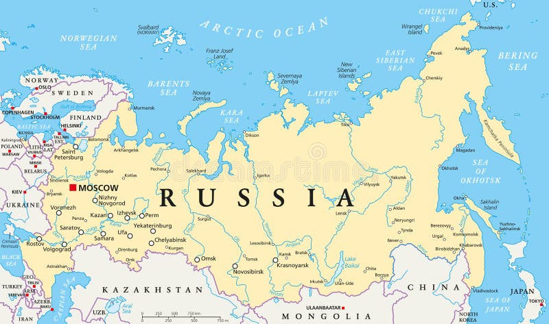 Mappa politica della Russia illustrazione di stock Mappa politica della Russia illustrazione di stock