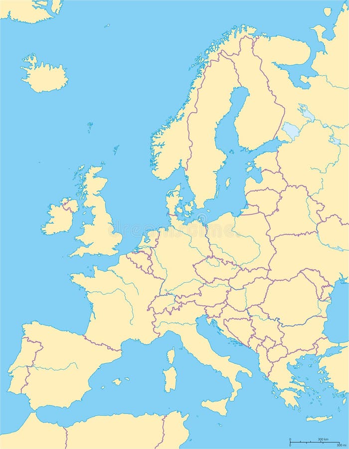 Mappa politica di Europa e regione circostante royalty illustrazione gratis