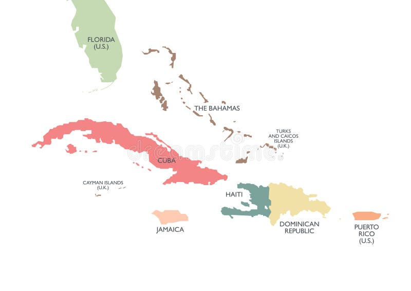 Mappa Politica Di Grandi Antille Illustrazione Vettoriale