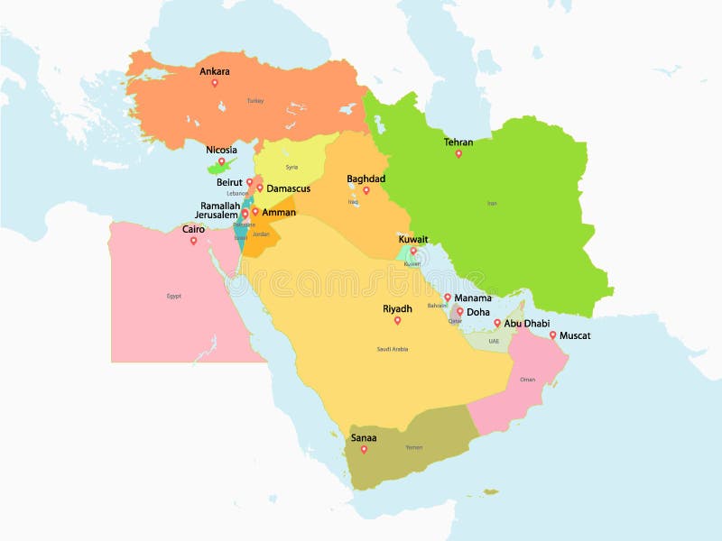 Mappa politica di Medio Oriente