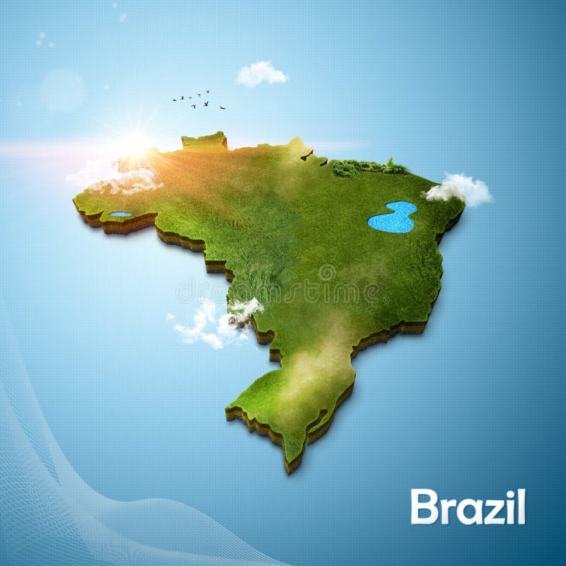 Mappa realistica 3D del Brasile royalty illustrazione gratis Mappa realistica 3D del Brasile royalty illustrazione gratis