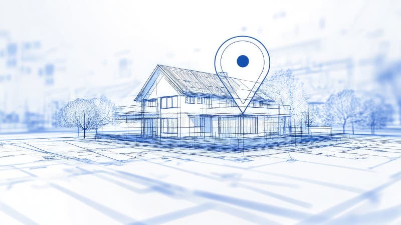 Mapping spinning property location marker design plan stock illustration