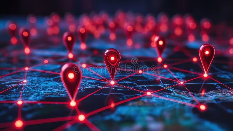 Mapping technology location data visualization digital landscape network connectivity global insights high-tech stock photography