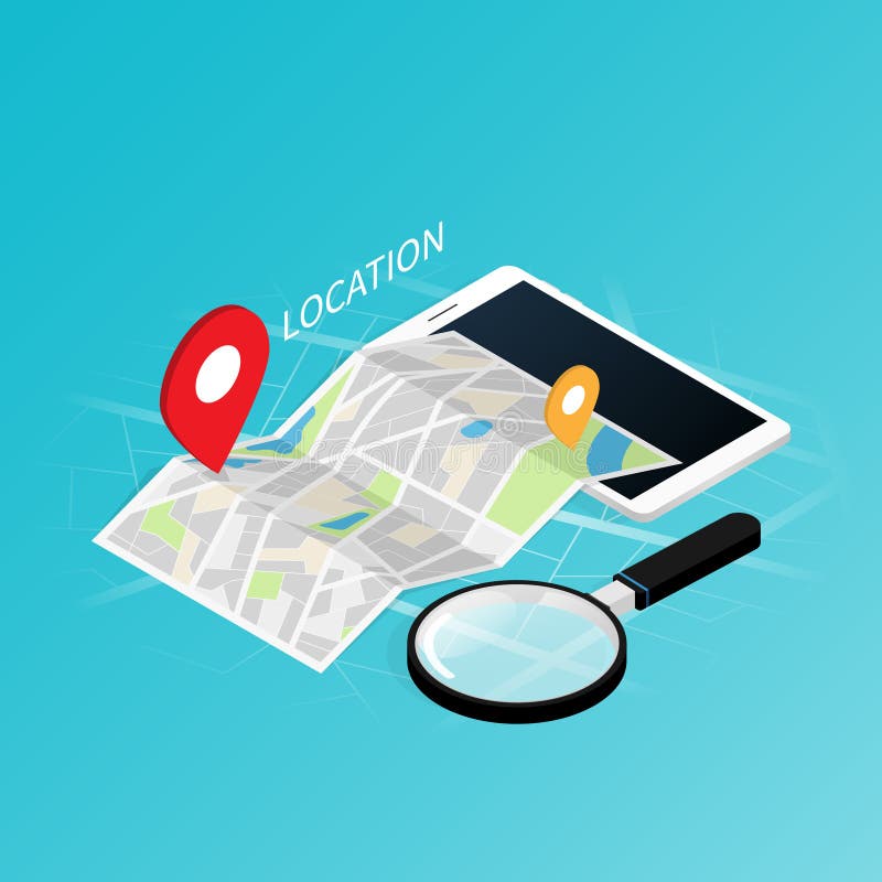 Maps & Navigation Location,mobile Application Isometric Vector Stock ...