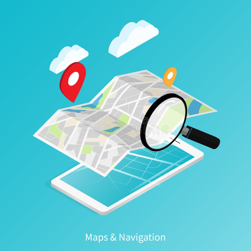 Maps And Navigation Icon Set Stock Vector - Illustration of road ...
