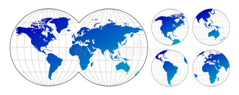 A World Flat Projection Map Stock Illustration - Illustration of ...