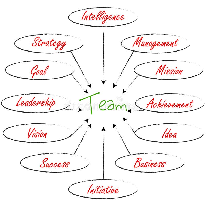 Illustration of diagram showing content of team. Illustration of diagram showing content of team