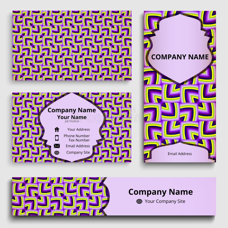 Maqueta de la identidad corporativa de las tarjetas de la bandera, del negocio y de la invitación de las sombras violetas, amaril ilustración del vector Maqueta de la identidad corporativa de las tarjetas de la bandera, del negocio y de la invitación de las sombras violetas, amaril ilustración del vector