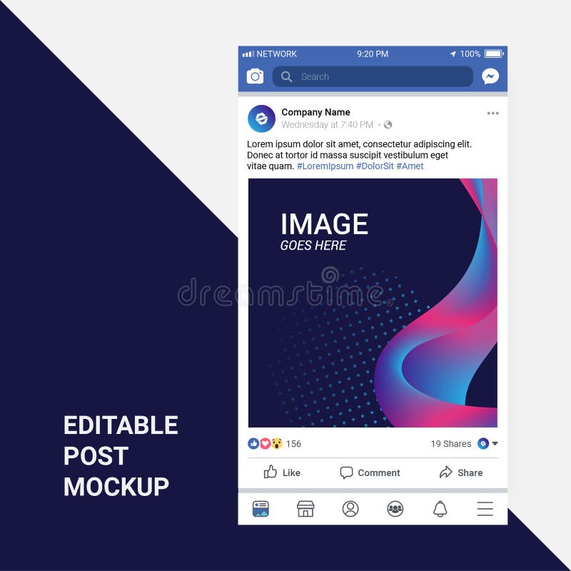 Maqueta de post de facebook totalmente editable ilustración del vector