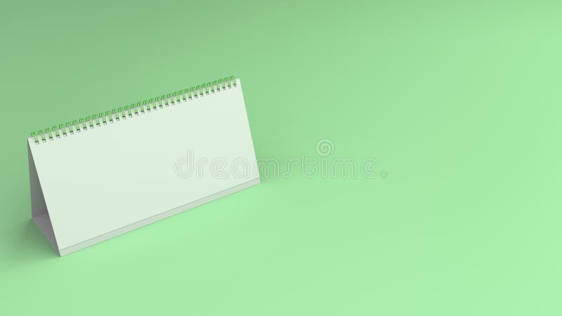 Maquette blanche de calendrier de table sur la surface verte illustration stock Maquette blanche de calendrier de table sur la surface verte illustration stock