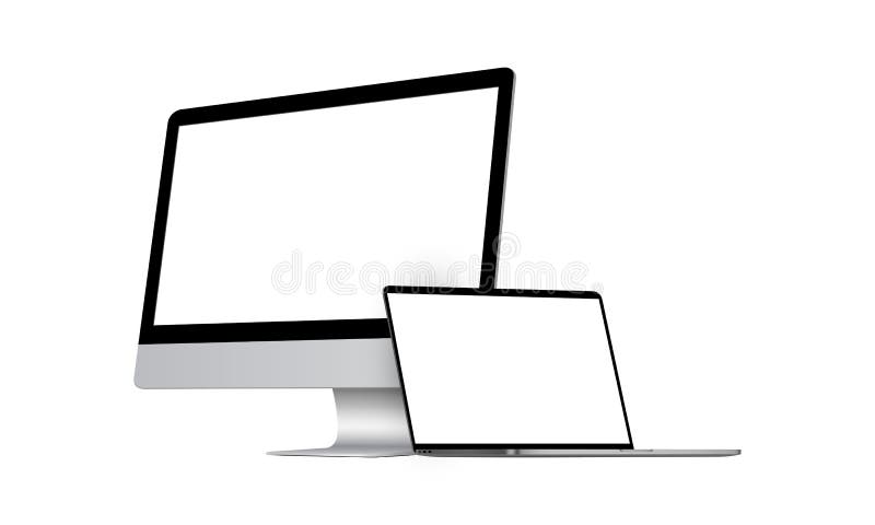 Écran De Bureau Pc Vertical Et Horizontal Avec Maquette D'écran  D'ordinateur Portable