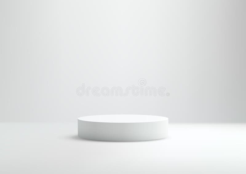 Maquillaje cilíndrico minimalista 3d sobre fondo gris claro pantalla de exposición escena de estudio limpio soporte moderno stock de ilustración