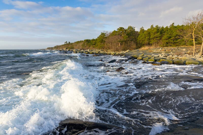 Mar tormentoso do inverno fotos de stock royalty free