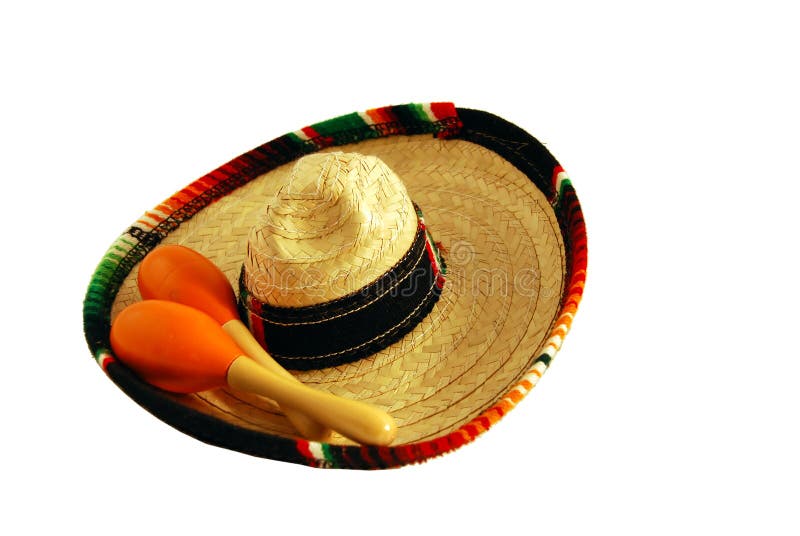 Maracas and sombrero stock image. Image of rhumba, colors 6238339