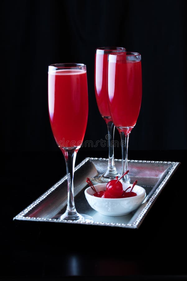 Marasquino elegante Cherry Bellini foto de stock Marasquino elegante Cherry Bellini foto de stock