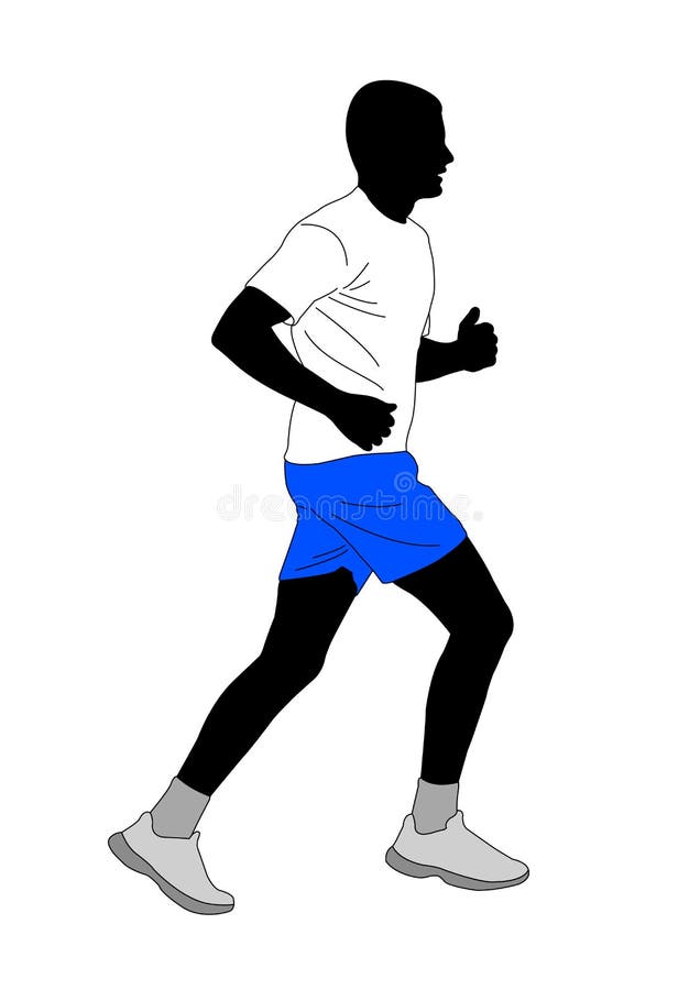 Marathon runner in color sportswear stock illustration.