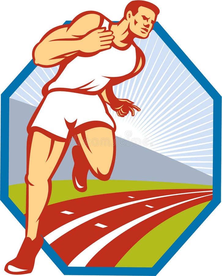 Marathon Runner Running Race Track Retro Stock Vector ...