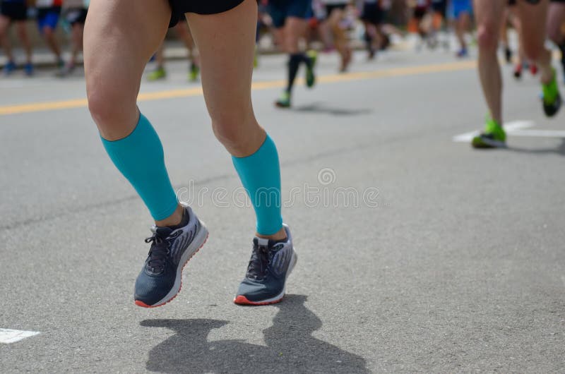 Marathon Running Race, Many Runners Feet on Road, Sport, Fitness and ...