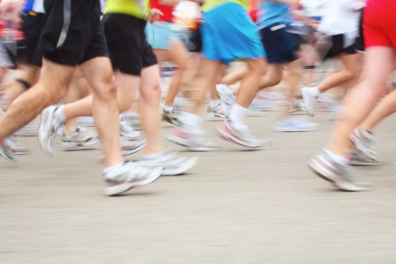 Maraton în albastru de mișcare cameră royalty free stock image