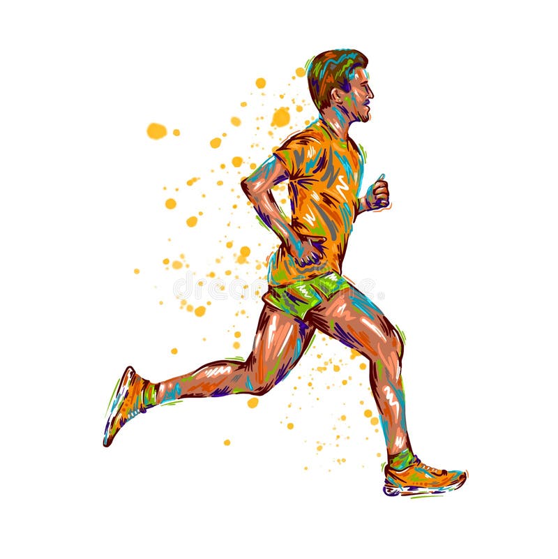 Arte Do Tema Da Corrida Do Céu Da Maratona Ilustração Stock - Ilustração de  arte, atleta: 151767209