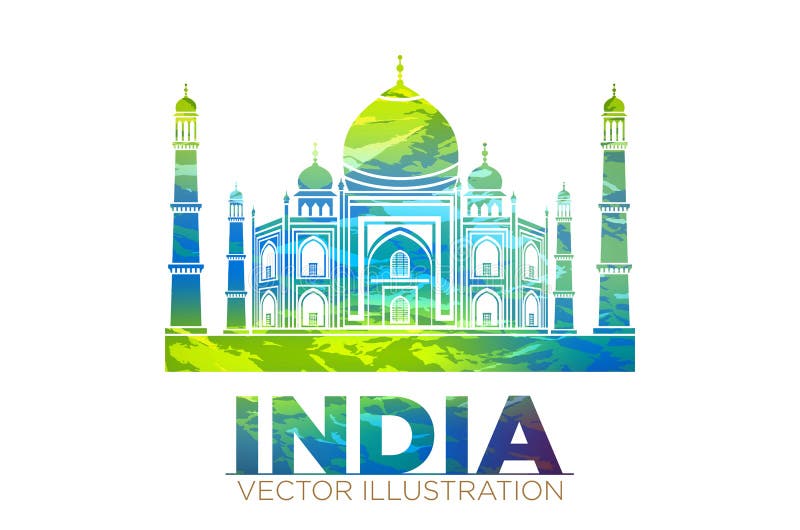 Maravilla retra del mundo de Taj Mahal Palace en el ejemplo del vector de la India stock de ilustración Maravilla retra del mundo de Taj Mahal Palace en el ejemplo del vector de la India stock de ilustración