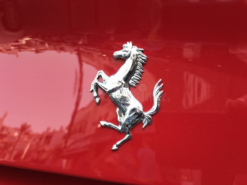 Horse Logo of Ferrari Red Car Editorial Photo - Image of shopping ...