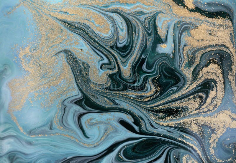 Marble abstract acrylic background. Blue marbling artwork texture. Golden glitter. royalty free stock photos Marble abstract acrylic background. Blue marbling artwork texture. Golden glitter. royalty free stock photos