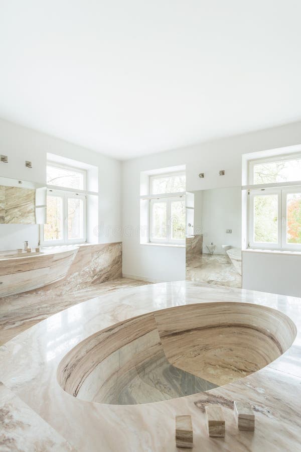 Marble Bathtub in Expensive Bathroom Stock Image Image of designed
