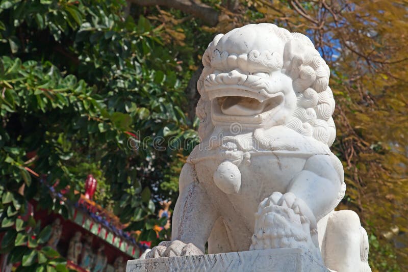 Marble chinese lion stock photo. Image of ancient, mythology 22849684