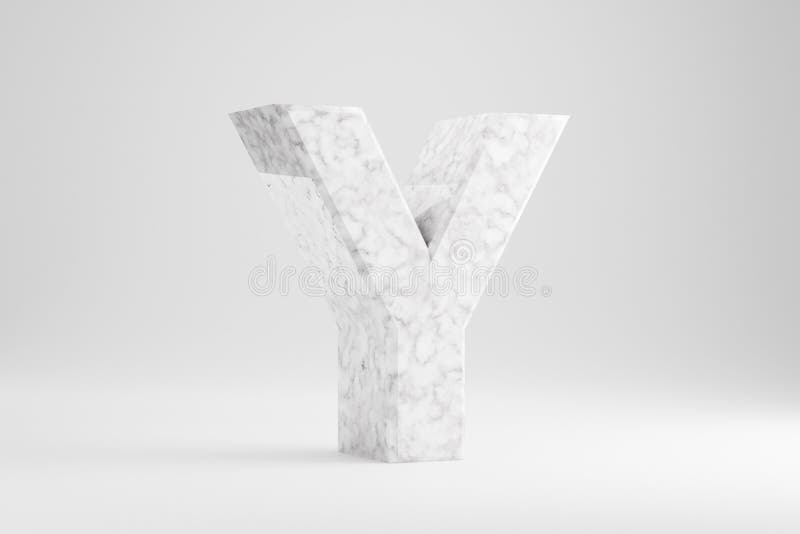 Marble 3d Letter Y Uppercase White Marble Letter Isolated On White