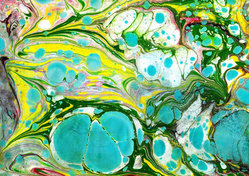 Marble Ebru Colorful Acrylic Pouring Pattern Background. Stock Image ...