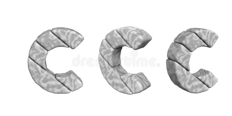 The letters are made of marble in different angles on a transparent background. 3d letter c. The letters are made of marble in different angles on a transparent background. 3d letter c