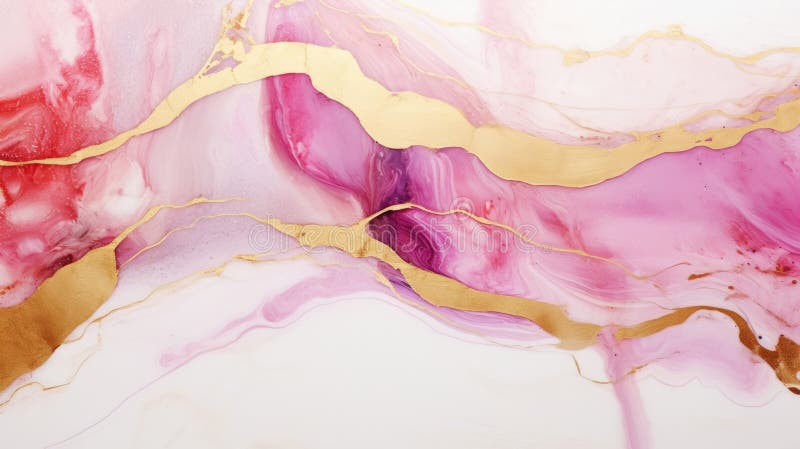 Marble Ombre, Alcohol Ink, Abstract Art. Background Made of White, Gold ...