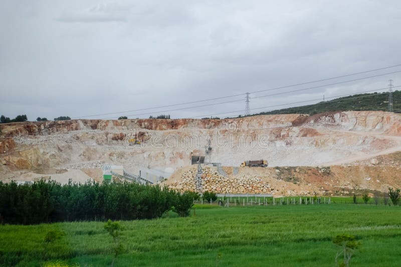 Marble quarry quarrying white marble in open pit