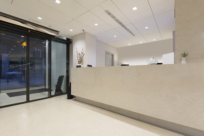 Marble reception desk in hotel