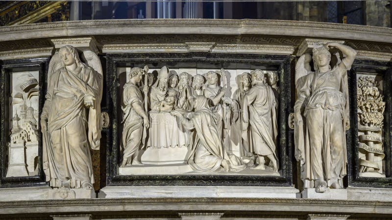 Marble Relief Featuring Infant Jesus Inside the Milan Cathedral, the ...