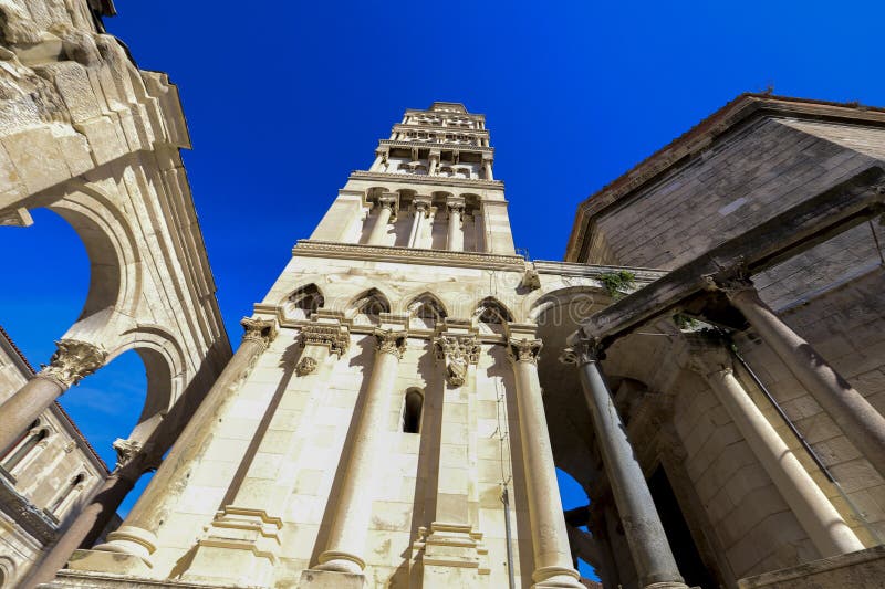 Marble Roman Architecture in City Center of Town Split, View at Square ...