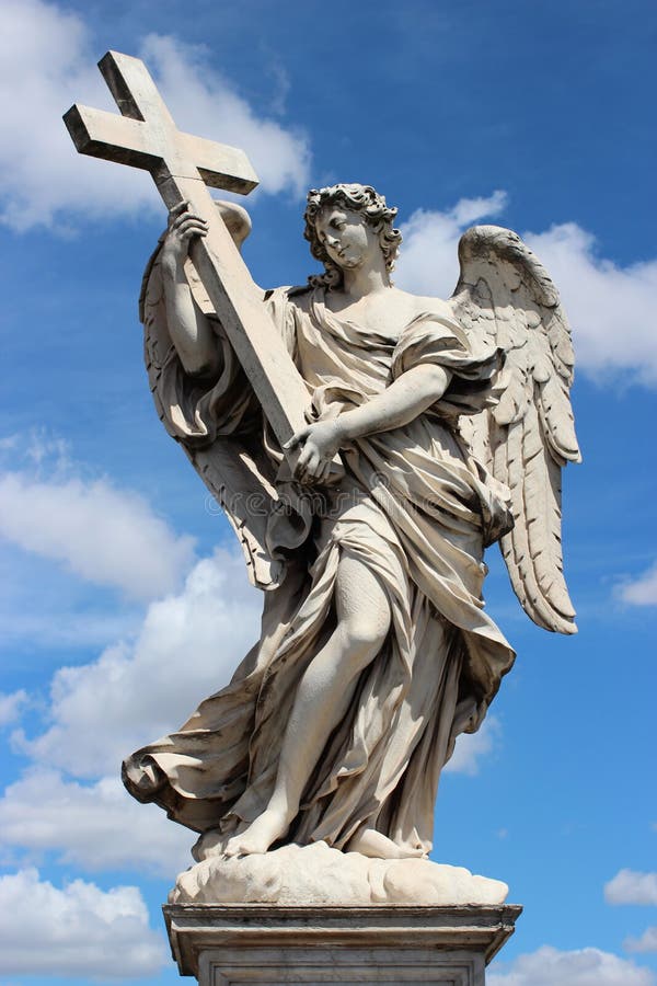 Statue of Angel on Sant Angelo Bridge in Rome Stock Image Image of