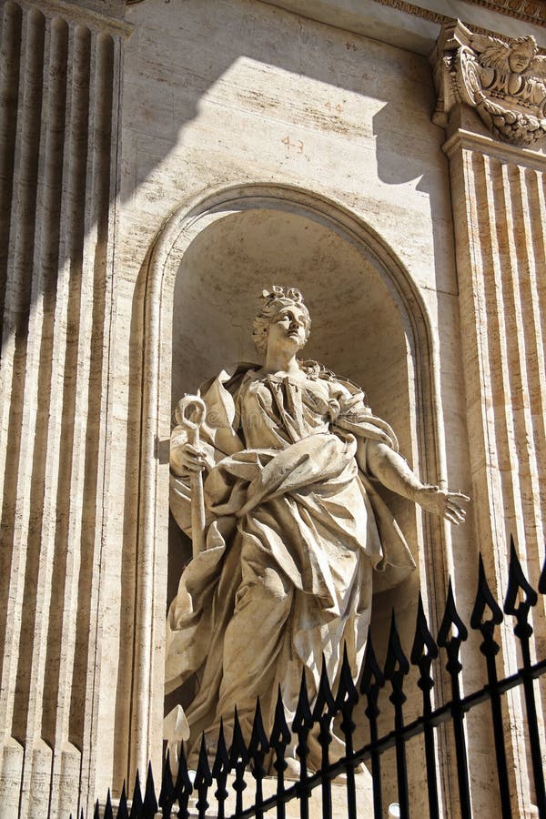 Marble Statue in Basilica Saint Peter Outside, Vatican Rome, it Stock