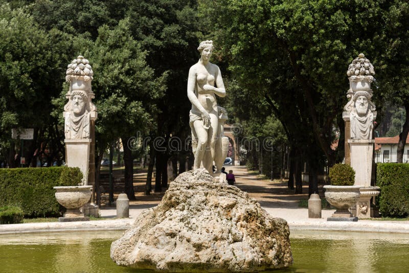 Marble Statues in Villa Public Park in Rome. Italy Stock