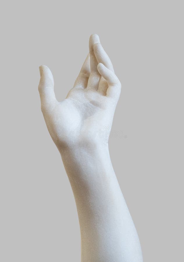Marble staty vit hand når ut