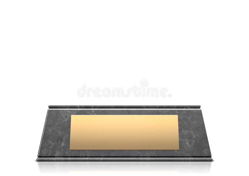 A vector illustration of an empty wood and brass trophy base on an isolated  white studio background Stock Vector