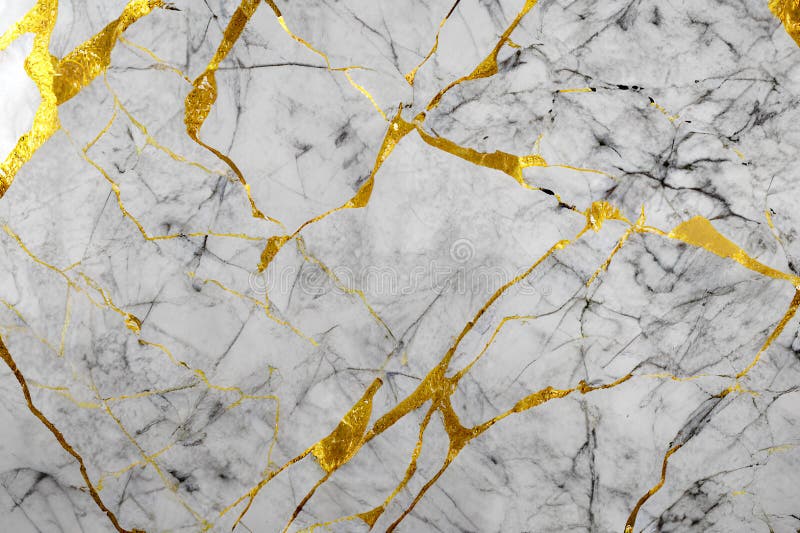 Marble Wall Surface with Random Texture and Gold Veins. Stock