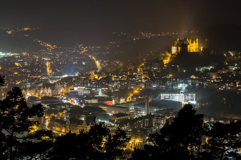 Marburg old city in germany at night. Marburg old city in germany at night