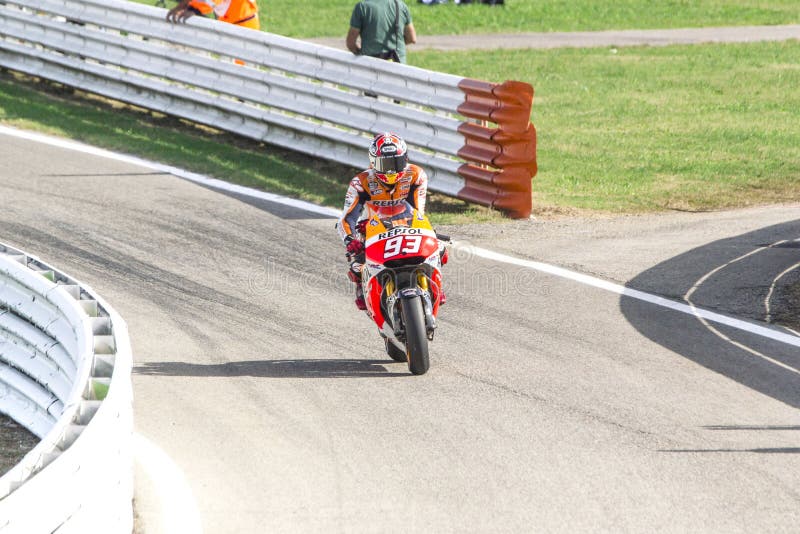 Marc Marquez de l'emballage d'équipe de Repsol Honda photos stock Marc Marquez de l'emballage d'équipe de Repsol Honda photos stock