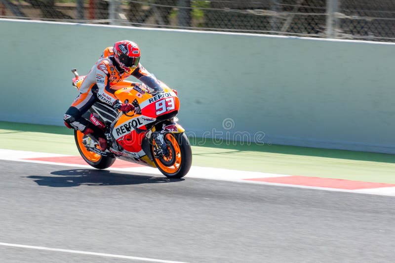 Marc Marquez à l'énergie 2016 de monstre MotoGP de Catalunya à Barcelone font le tour le 3 juin 2016 photos libres de droits Marc Marquez à l'énergie 2016 de monstre MotoGP de Catalunya à Barcelone font le tour le 3 juin 2016 photos libres de droits