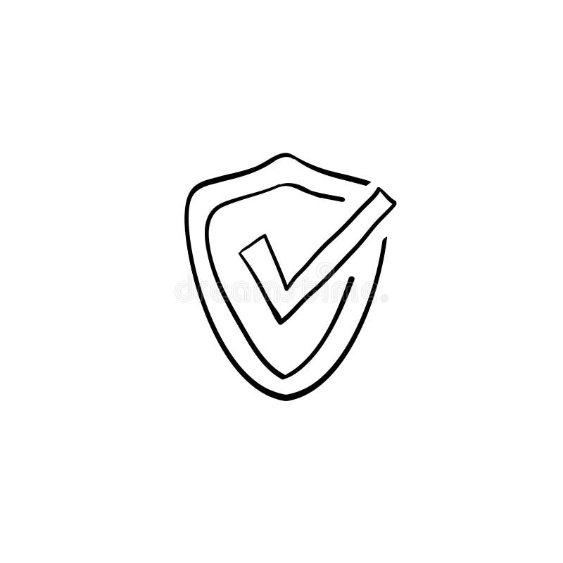 Marca de seleção vetor de ícone aprovado em fundo branco com estilo de rabisco desenhado à mão ilustração stock Marca de seleção vetor de ícone aprovado em fundo branco com estilo de rabisco desenhado à mão ilustração stock
