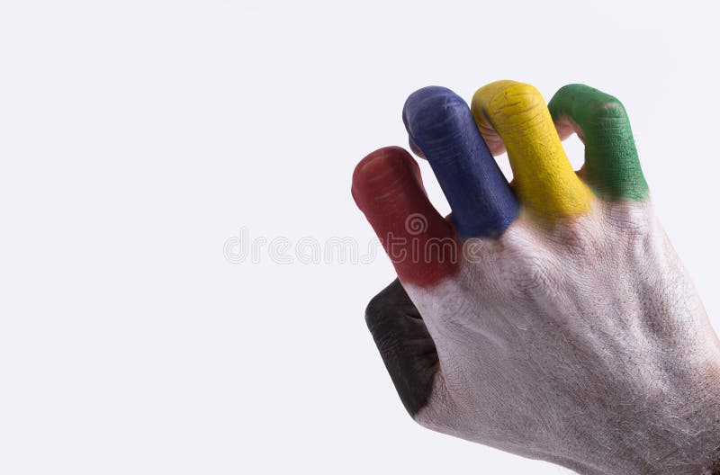 Marcas de dedo e números coloridos em um fundo branco imagens de stock royalty free Marcas de dedo e números coloridos em um fundo branco imagens de stock royalty free
