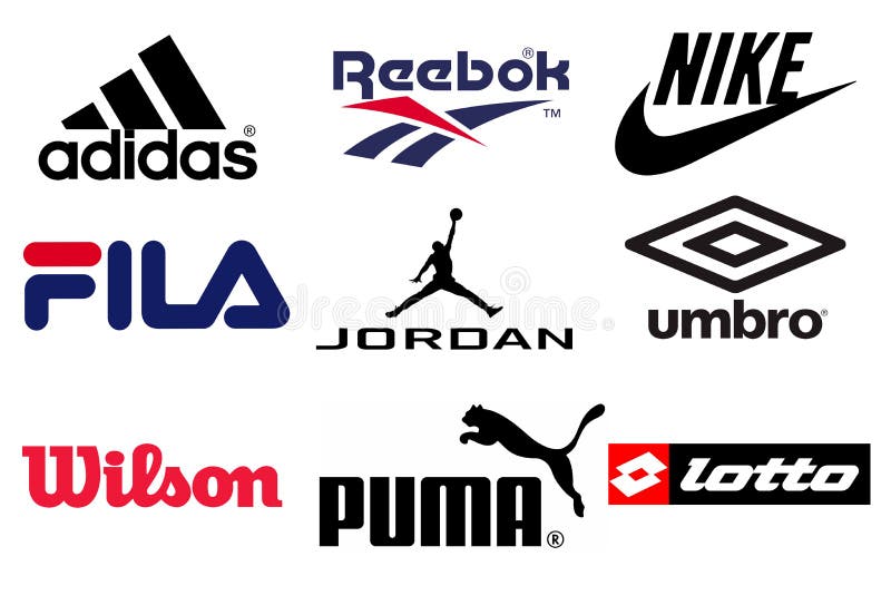 Principales Logotipos De Marcas De Ropa. Conjunto Del Logo Popular Nike Adidas Reebok Puma Nuevo Balance Bajo Armor Norte Foto de archivo editorial - Ilustración de aire, reebok: 200820258