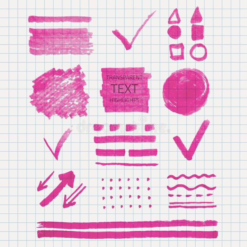 Marcas transparentes del highlighter ilustración del vector